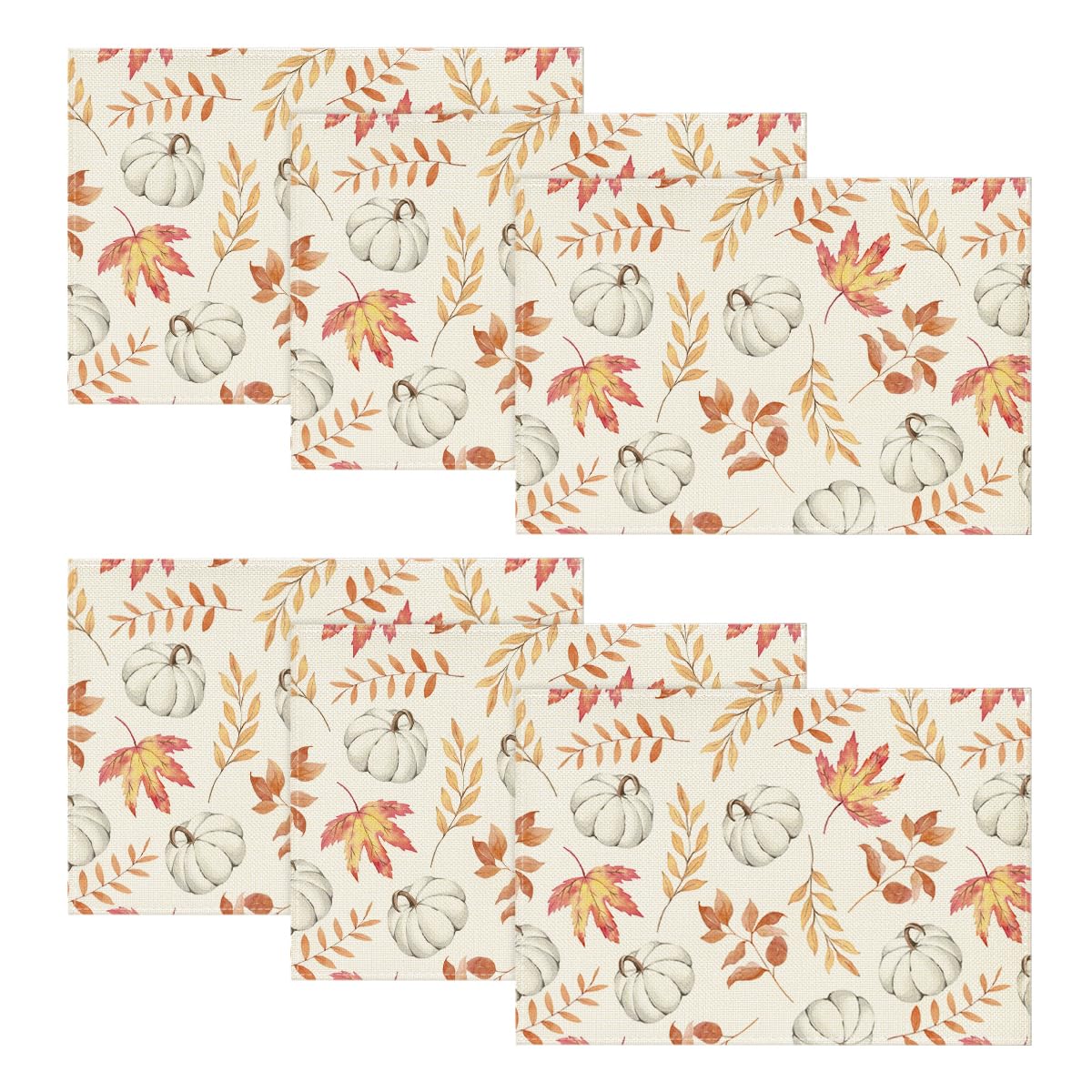 Artoid Mode Orange Pumpkins Fall Maple Leaves Round Fall Placemats Set of 4, 14 Inch Seasonal Autumn Round Table Mats for Dining Decoration