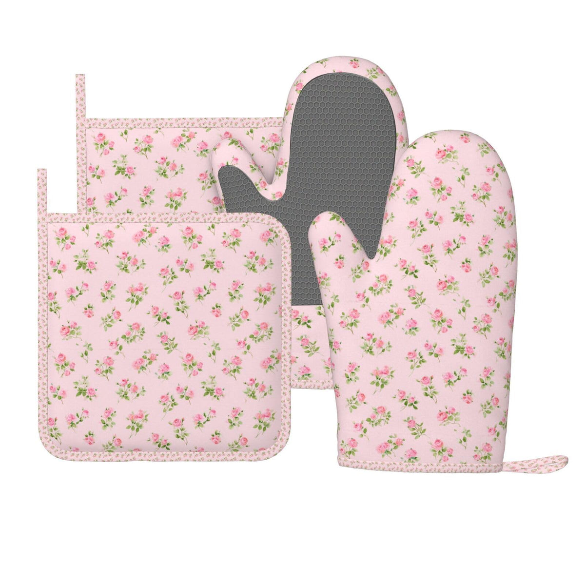 Mushroom Oven Mitts Pot Holders Set Silicone Vintage Magic Leaf Kitchen Gloves Potholders Heat Resistant for Chef Baking Cooking Grilling BBQ 4 Pack Mitt
