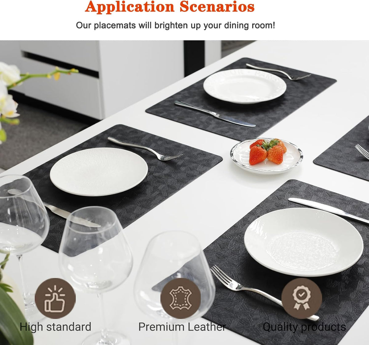Vinyl Plastic Placemats Set of 6 Waterproof Wipeable Table Mats