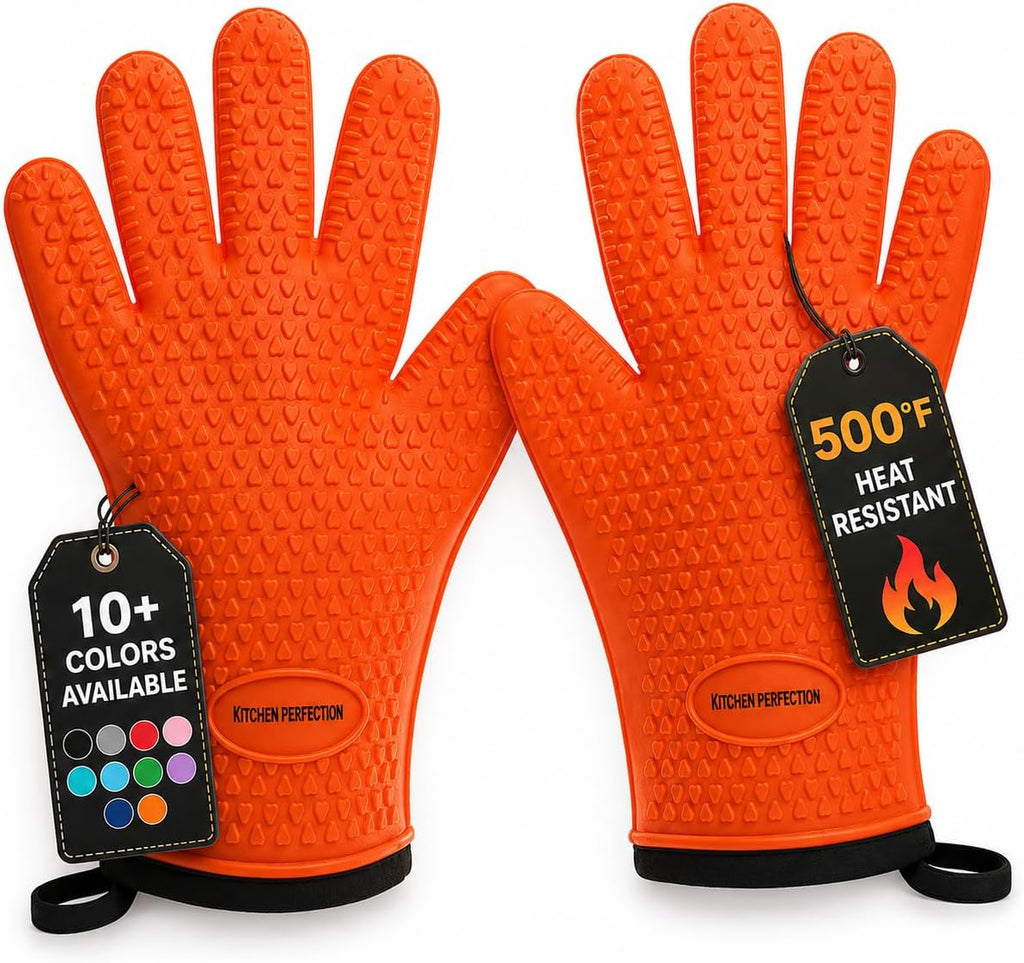 KITCHEN PERFECTION Smoker BBQ Grill Gloves -High Heat Resistant Oven Mitts