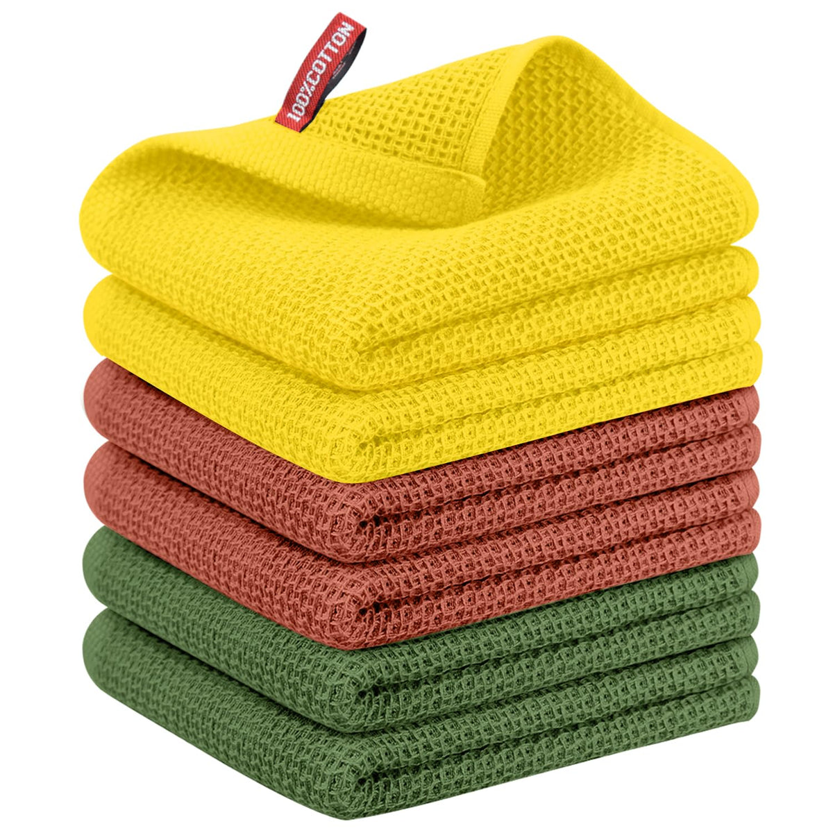Nialnant 6 Pack Kitchen Towels and Dishcloths Sets,100% Cotton Soft Absorbent Quick Drying Dish Towels for Kitchen,Washing Dishes,12x12 Inches, Multi Color