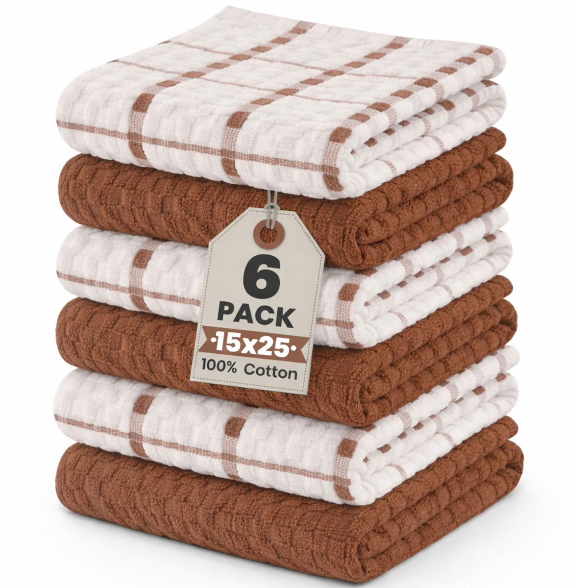 GOLD TEXTILES Kitchen Towels 12 Pack, Waffle Weave Cotton, 15x25in (Grey)