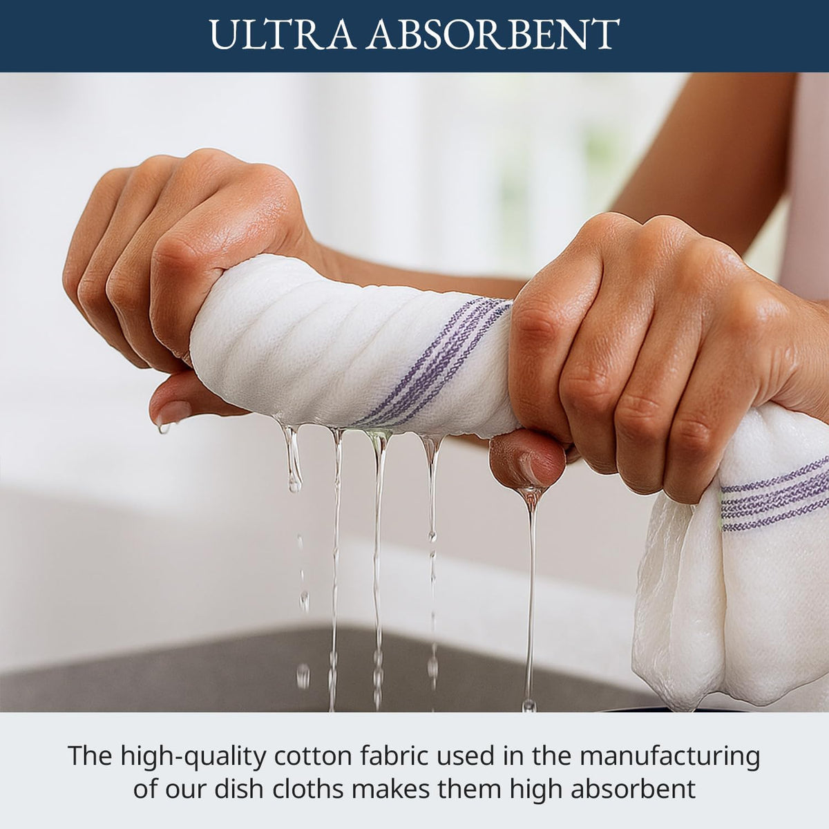 LANE LINEN Dish Towels 100% Cotton Absorbent Lint-Free 6 Pack