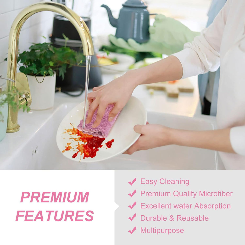 Bessrung 20 Packs Kitchen Cloth Dish Towels, Nonstick Oil Fast Drying Washcloths, Premium Dish Cloths for Kitchen, Car, Bathroom Cleaning, Reusable Highly Absorbent Cleaning Clothes, Mix-Colors