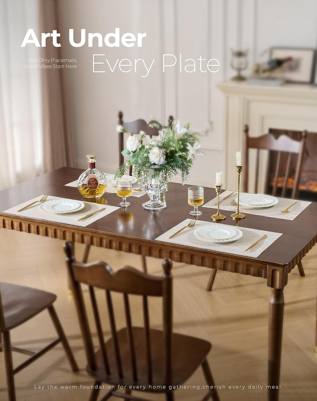 Beige White Placemats Set of 4 - Heat Resistant Non-Slip Place mats for Dining Table, Washable Durable PVC Vinyl Woven Table Mats(Beige White, 4)