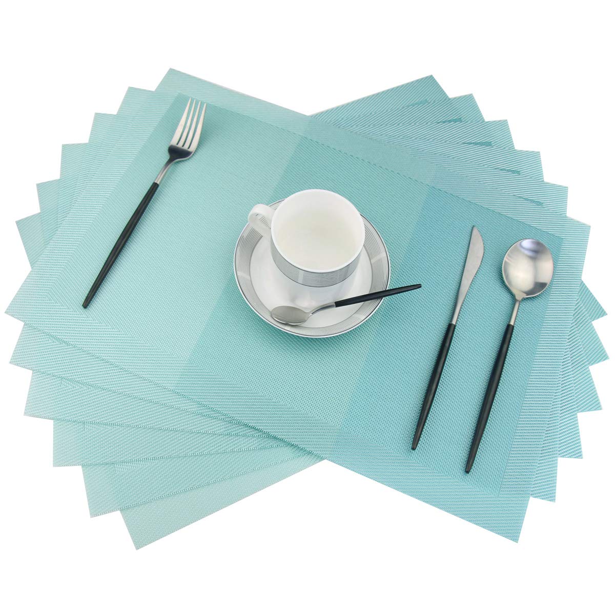 PIGCHCY Place Mats Heat-Resistant Non Slip Placemats Easy Wipe Clean Table Mats Woven Vinyl Placemats for Dining Table(Set of 6, Brown)