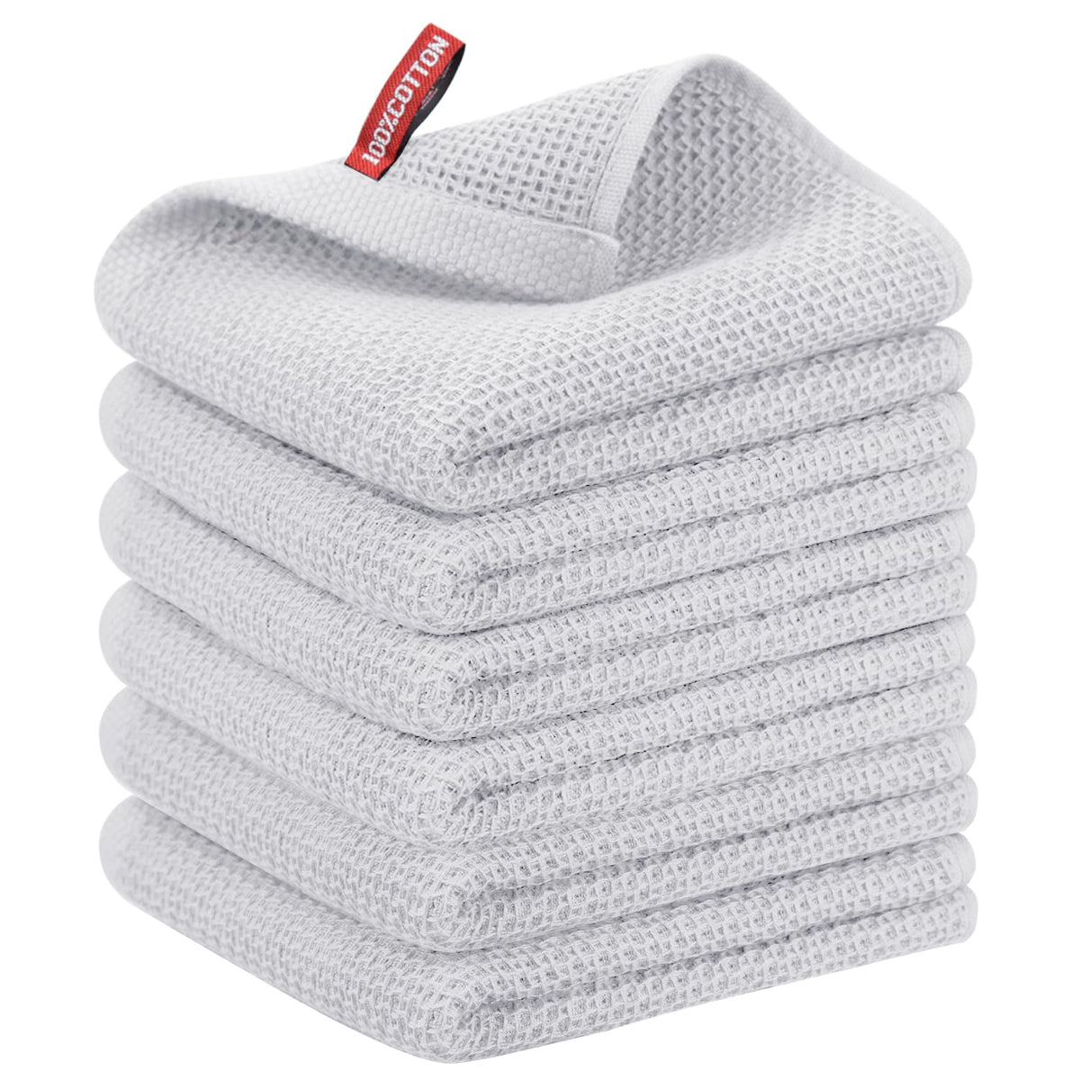 Nialnant 6 Pack Kitchen Towels and Dishcloths Sets,100% Cotton Soft Absorbent Quick Drying Dish Towels for Kitchen,Washing Dishes,12x12 Inches, Multi Color