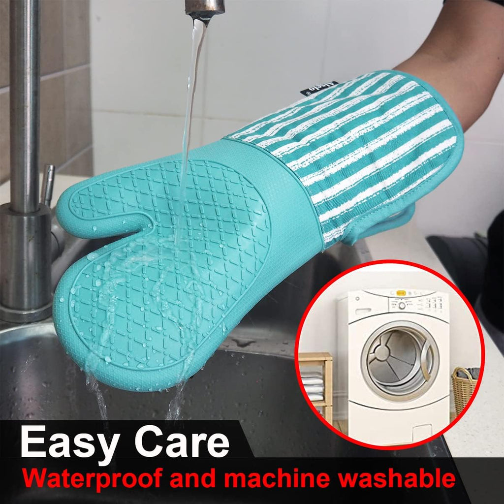 Alselo Silicone Oven Mitts Heat Resistant 932℉ with Waterproof & Non-Slip