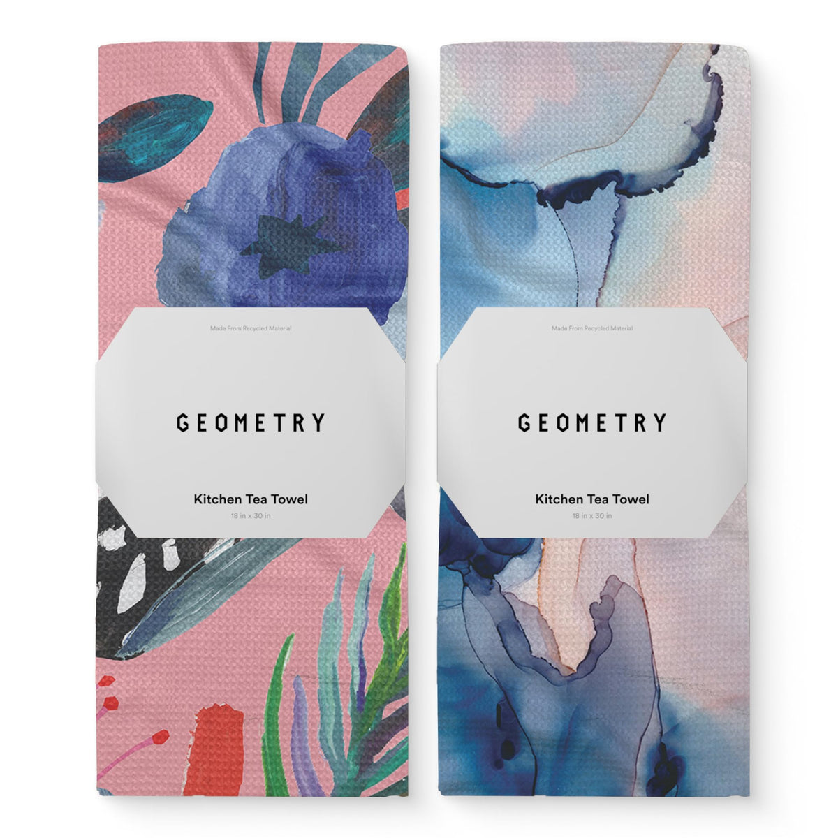 GEOMETRY Kitchen Tea Towels - Quick Dry Microfiber Dish Towels for Kitchen Every Bloom, 18" x 30" 2 Pack