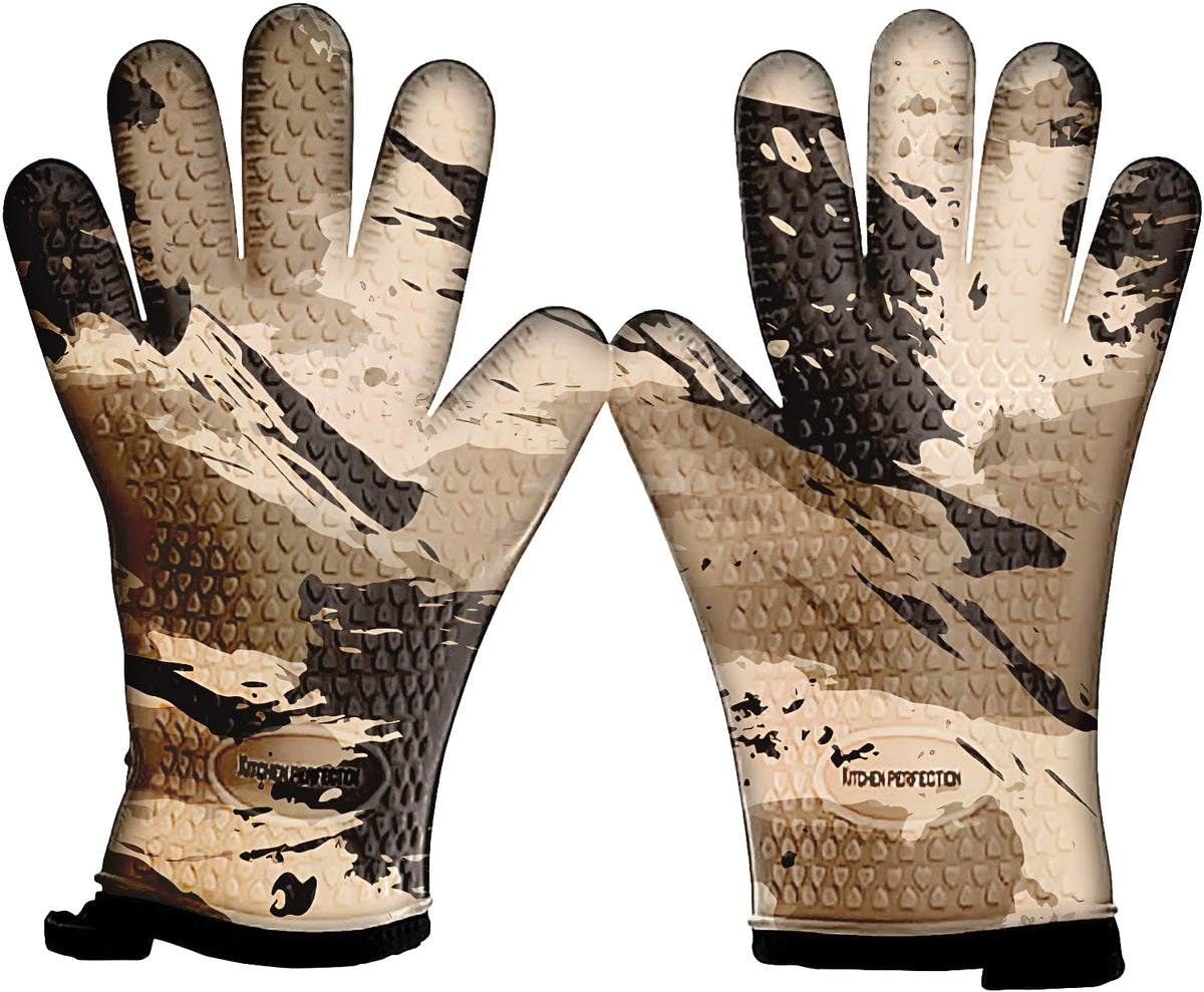 KITCHEN PERFECTION Smoker BBQ Grill Gloves -High Heat Resistant Oven Mitts