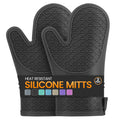Silicone Oven Mitts, Heat Resistant 2PCS Oven Mitts with Soft Cotton Lining, Waterproof Non-Slip Grip Oven Glove, Kitchen Potholder Mits for BBQ, Baking, Cooking, 12.5 Inch - Grey