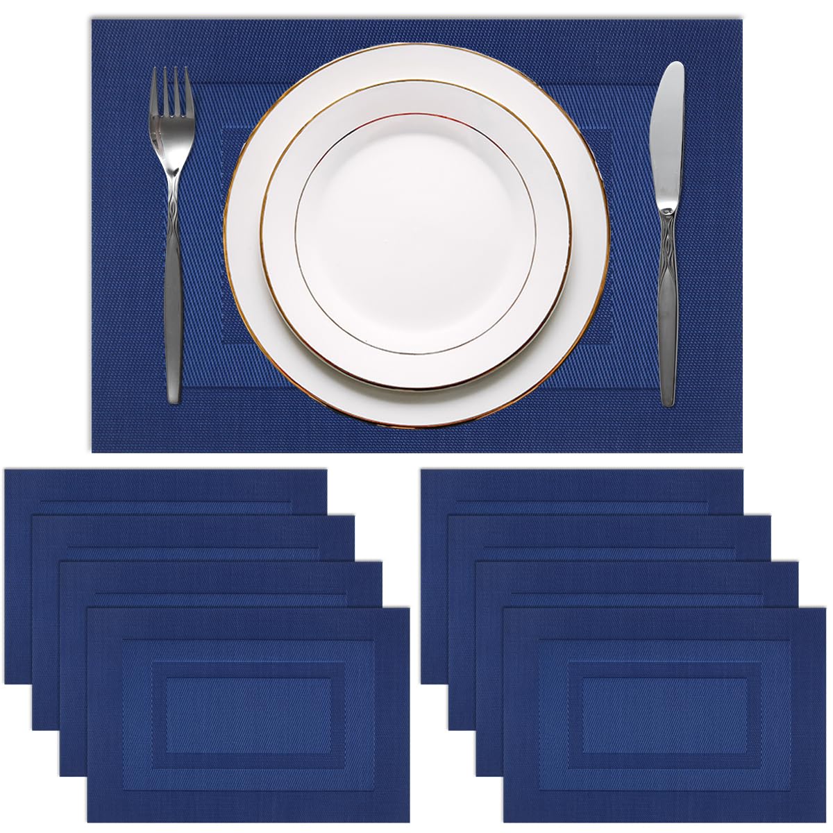 PIGCHCY Placemats,Washable Vinyl Woven Table Mats,Elegant Durable Placemats for Dining Table Set of 6 (Bamboo-Brown)