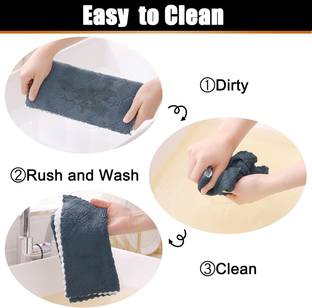 Mordimy 12 Pack Soft and Absorbent Kitchen Cloths, Dark Grey & White