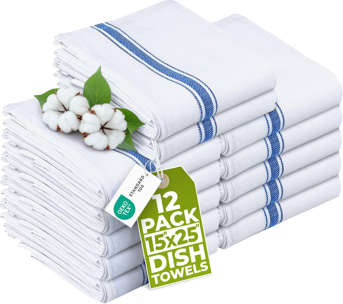 Utopia Towels Blue Dish Towels [12 Pack - 15 x 25 in] 100% Ring Spun Cotton