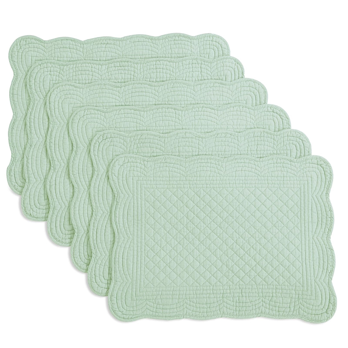 HOMBYS Quilted Placemats Set of 6 Washable-13x18 inches Rectangular Placemats for Kitchen Table-100% Cotton Fabric Rectangular Table Mats, (Light Blue)
