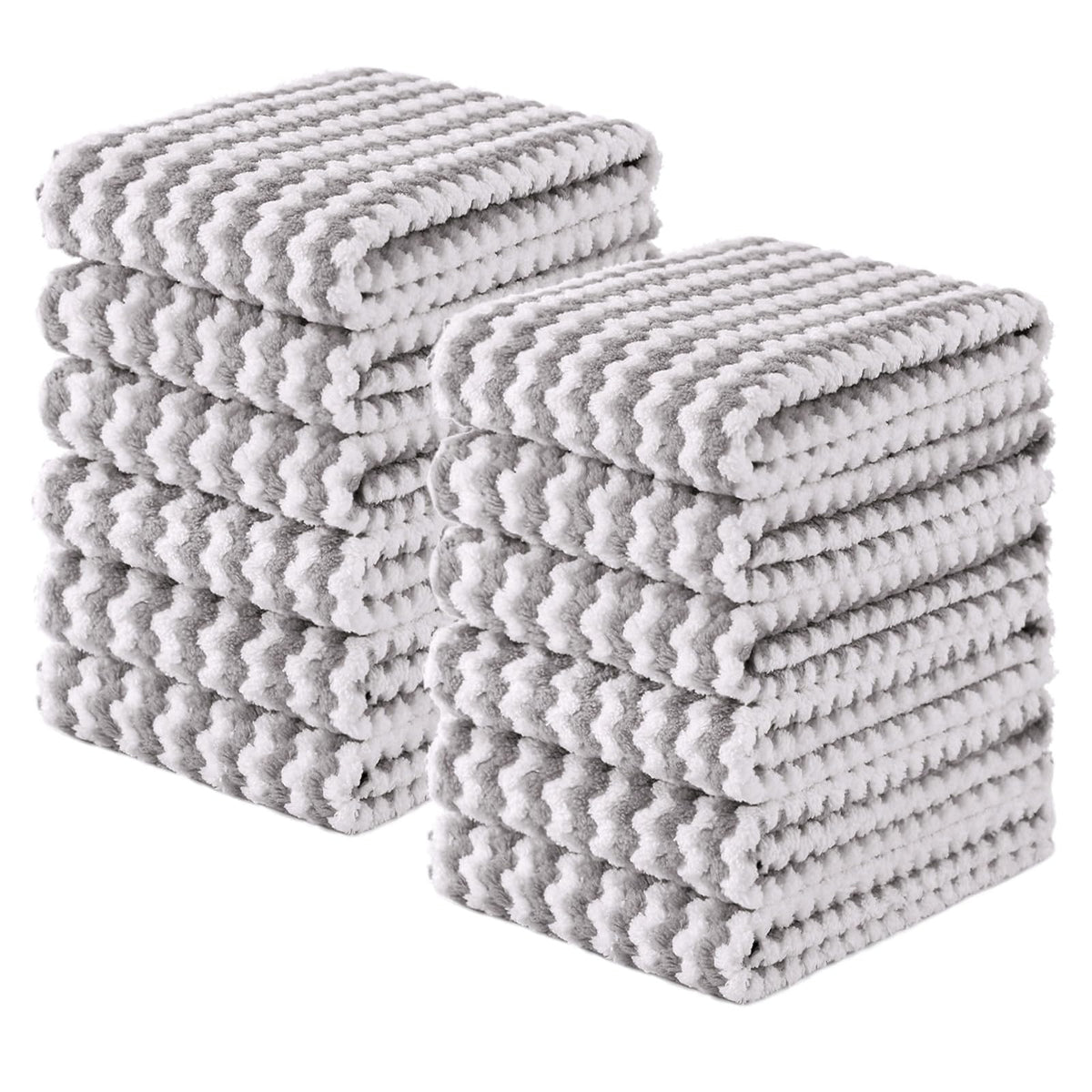 Homaxy 12 Pack Coral Velvet Dish Cloths, 10 x 10 inches, Dark Grey