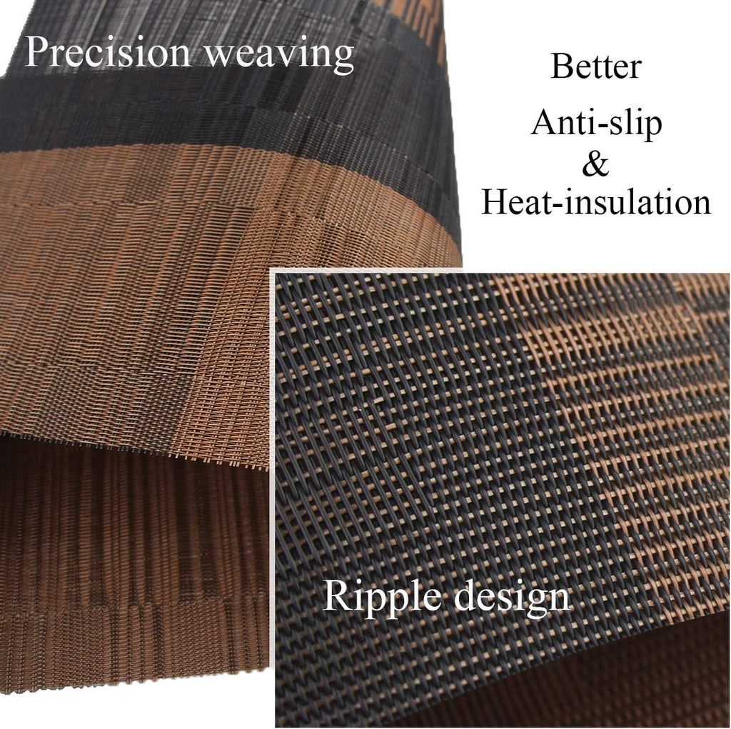 PIGCHCY Placemats,Washable Vinyl Woven Table Mats,Elegant Durable Placemats for Dining Table Set of 6 (Bamboo-Brown)