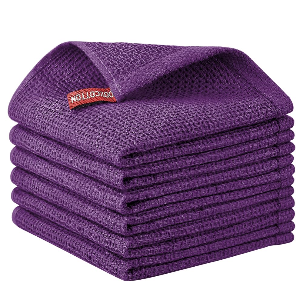 Nialnant 6 Pack Kitchen Towels and Dishcloths Sets,100% Cotton Soft Absorbent Quick Drying Dish Towels for Kitchen,Washing Dishes,12x12 Inches, Multi Color