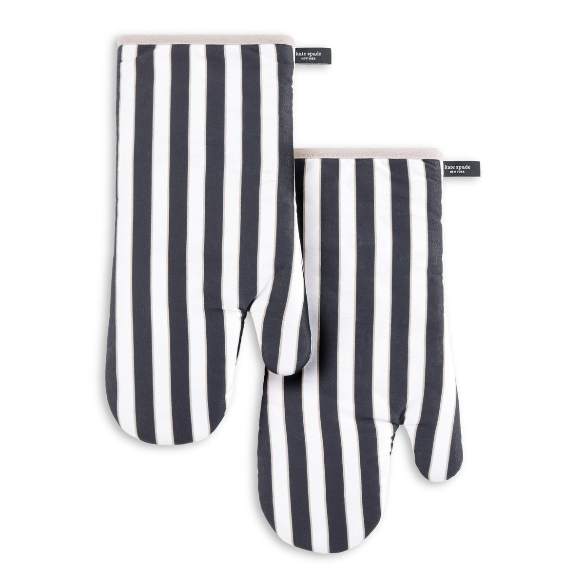 kate spade new york Botanical Stripe Oven Mitt 2-Pack Set, 7" x 13", Green/Pink