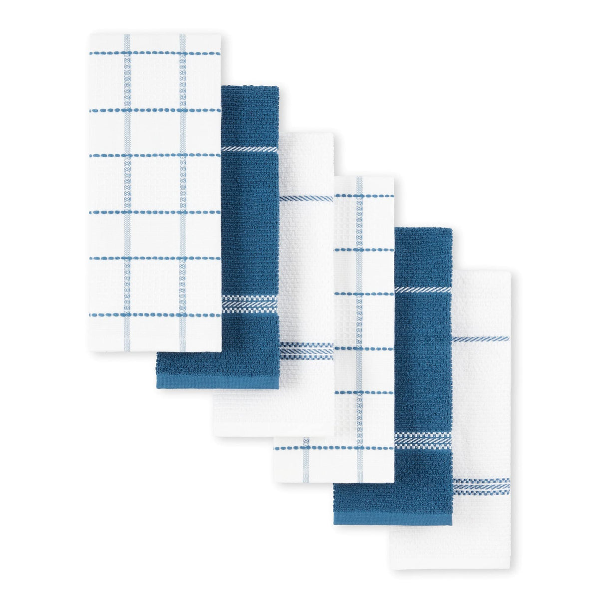 Martha Stewart Modern Waffle Kitchen Towel Set 6-Pack, Linen, 16"x28"