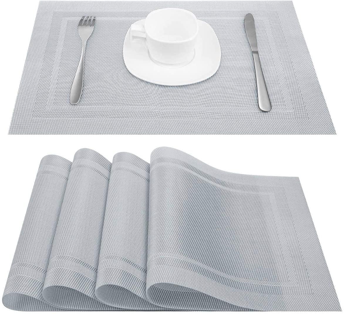DACHUI Placemats Set of 6, Linen Look Woven Place Mats (Beige)