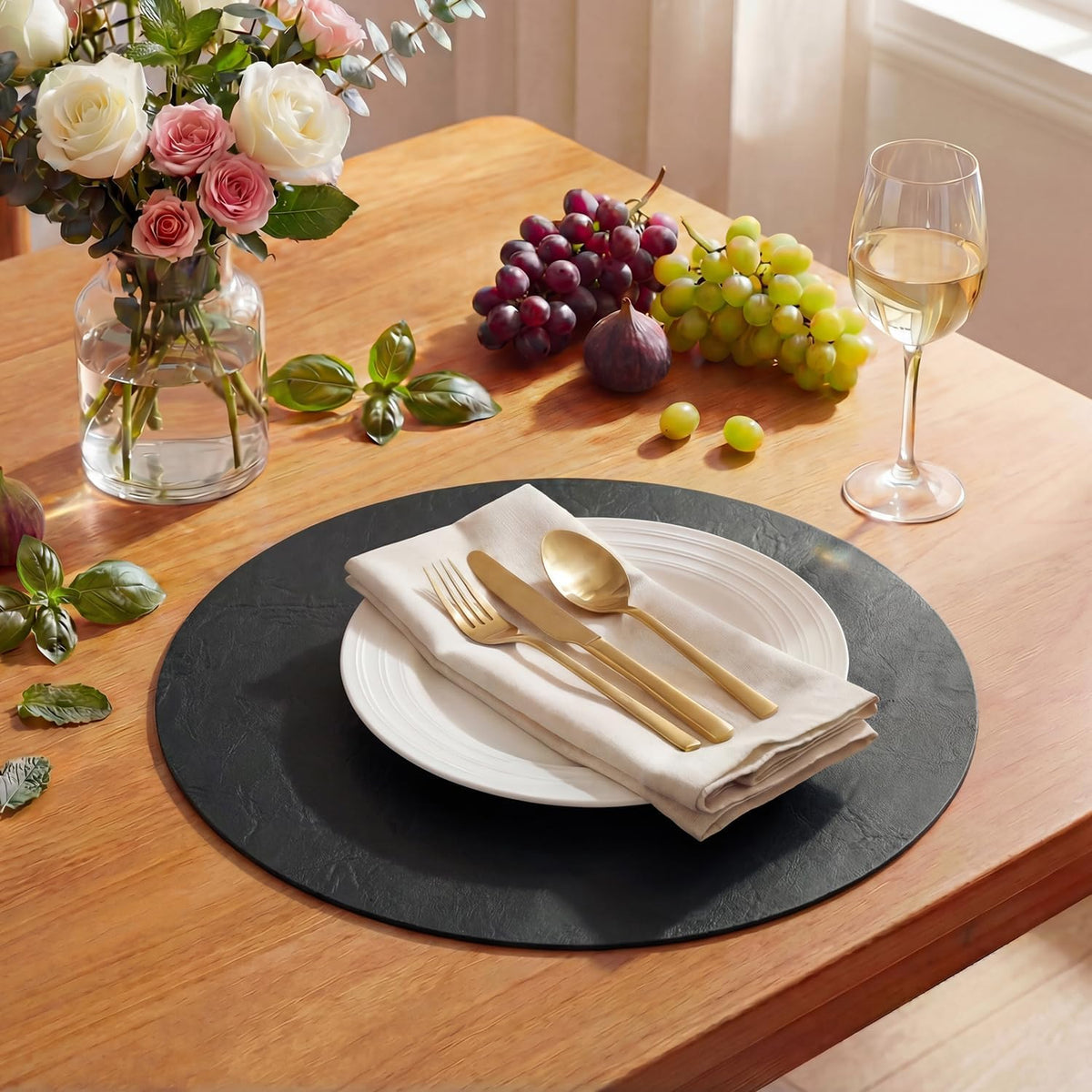 Artoid Mode Olive Green Faux Leather Placemats Set of 4