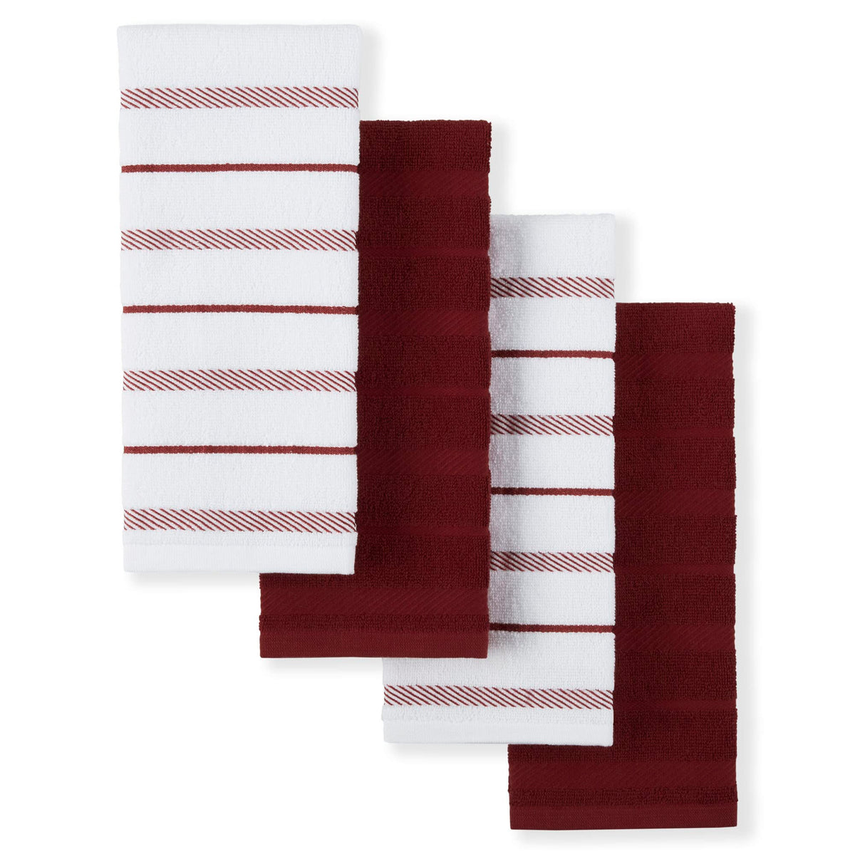 KitchenAid Albany Kitchen Towel 4-Pack Set, Blue Velvet/White, 16"x26"