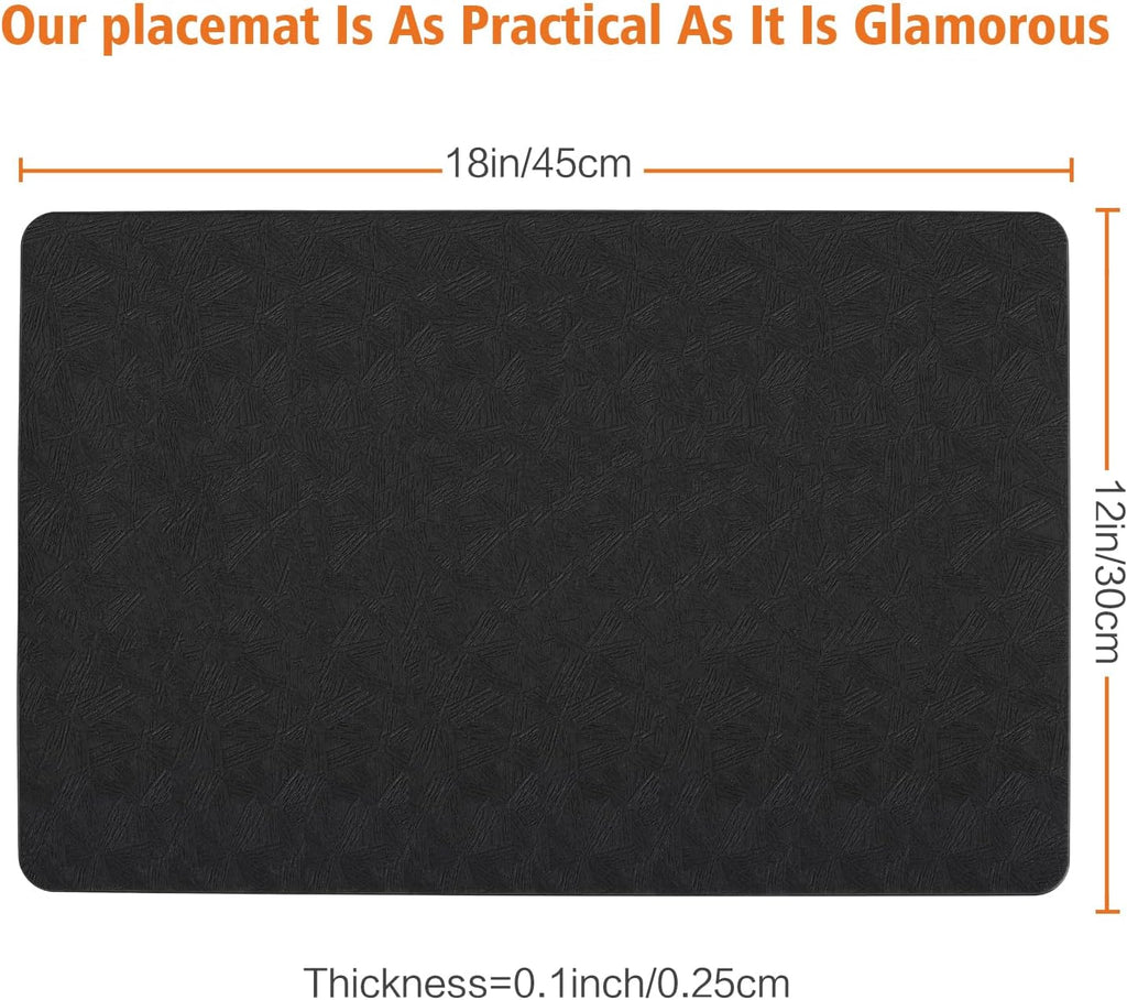 Vinyl Plastic Placemats Set of 6 Waterproof Wipeable Table Mats