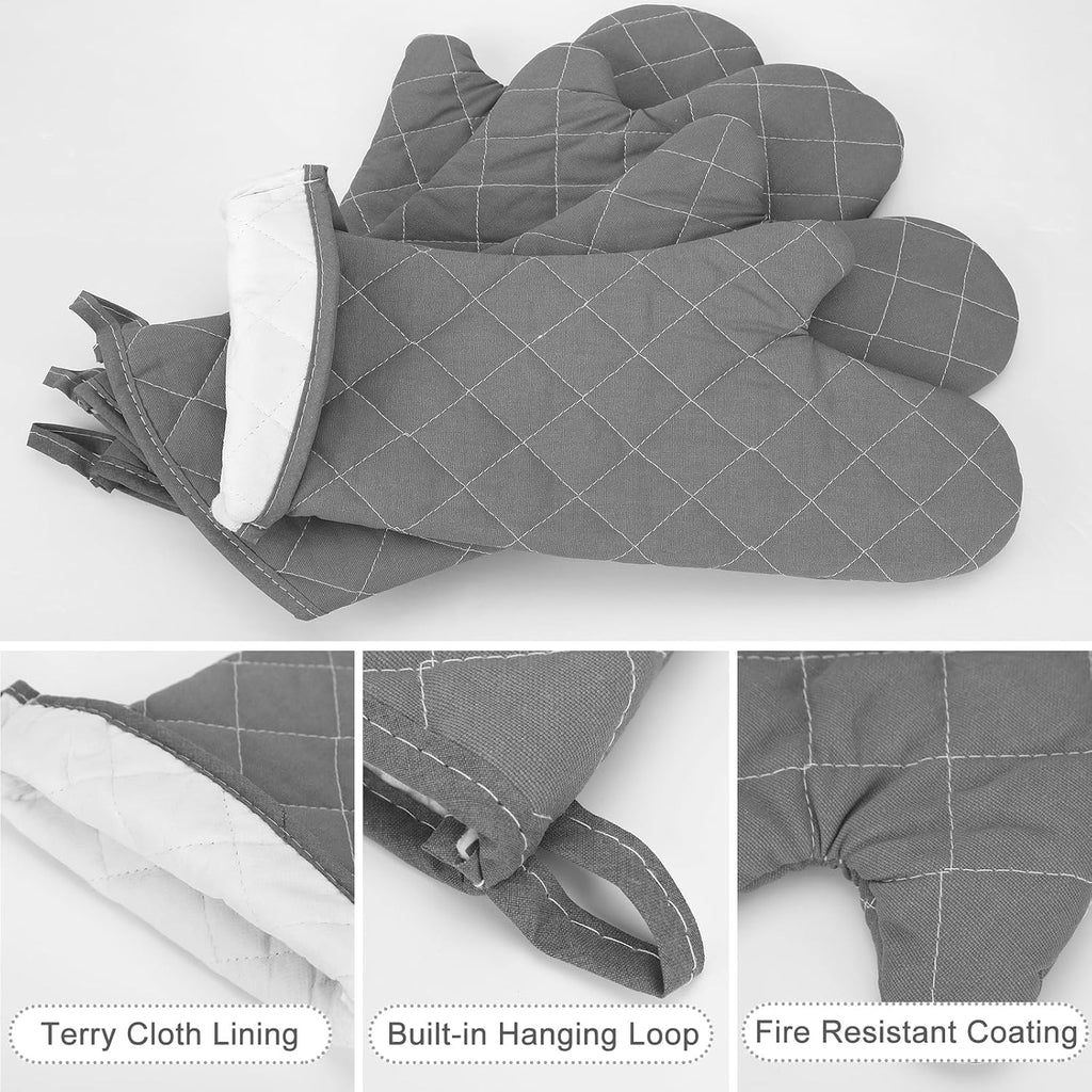 2 Pairs 17 Inch Extra Long Oven Mitts Heat Resistant, Grey