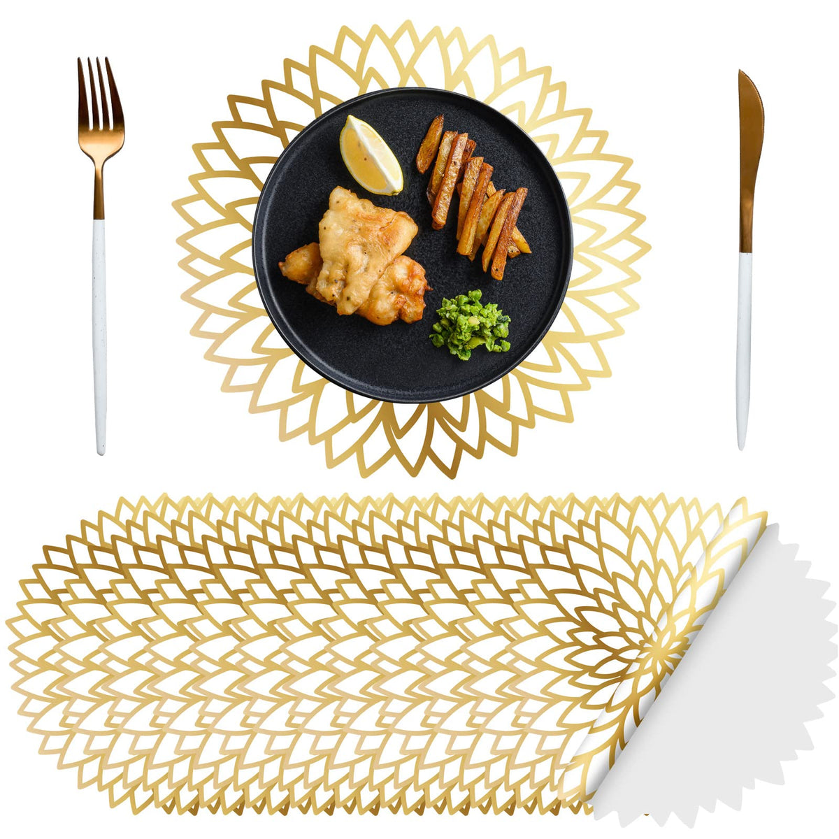 Sinmoe 100 Pcs Disposable Paper Placemats Bulk,Gold,Gradient