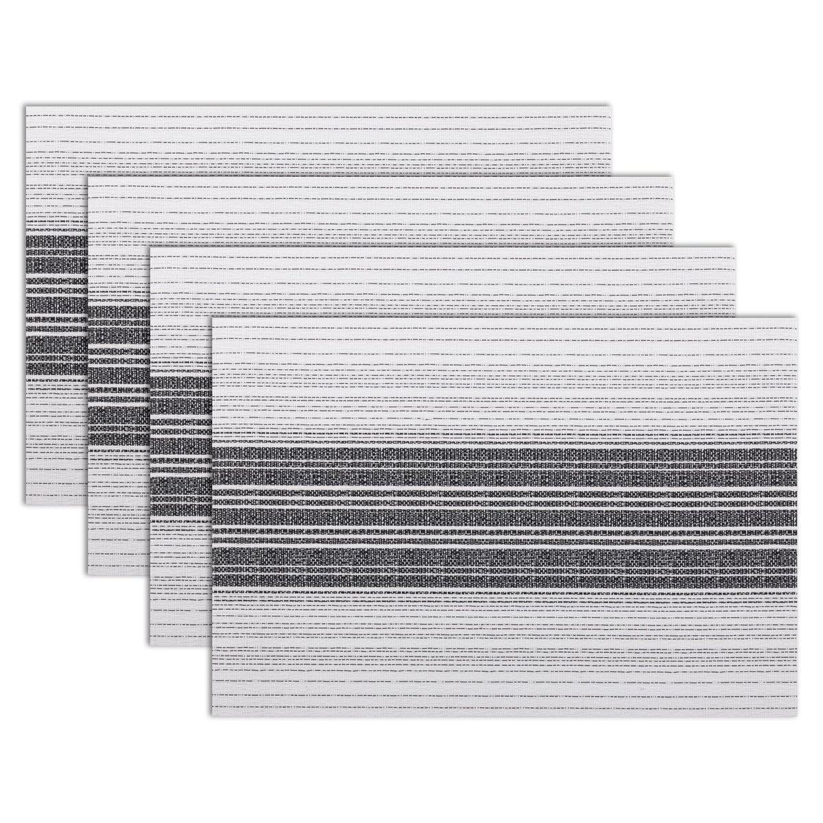 Winknowl Placemats Set of 8, Heat Resistant Non-Slip Vinyl Woven Table Mats for Dining Table, Washable Durable Elegant Place Mats for Kitchen Indoor/Outdoor Use (Beige Blue)