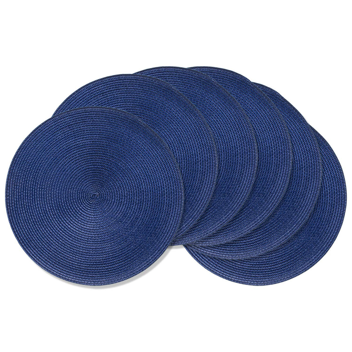 AHHFSMEI Round Placemats Set of 6 Heat Resistant Washable Non-Slip Woven Braided Table Mats for Dining Table Kitchen & Home Decor (Black)