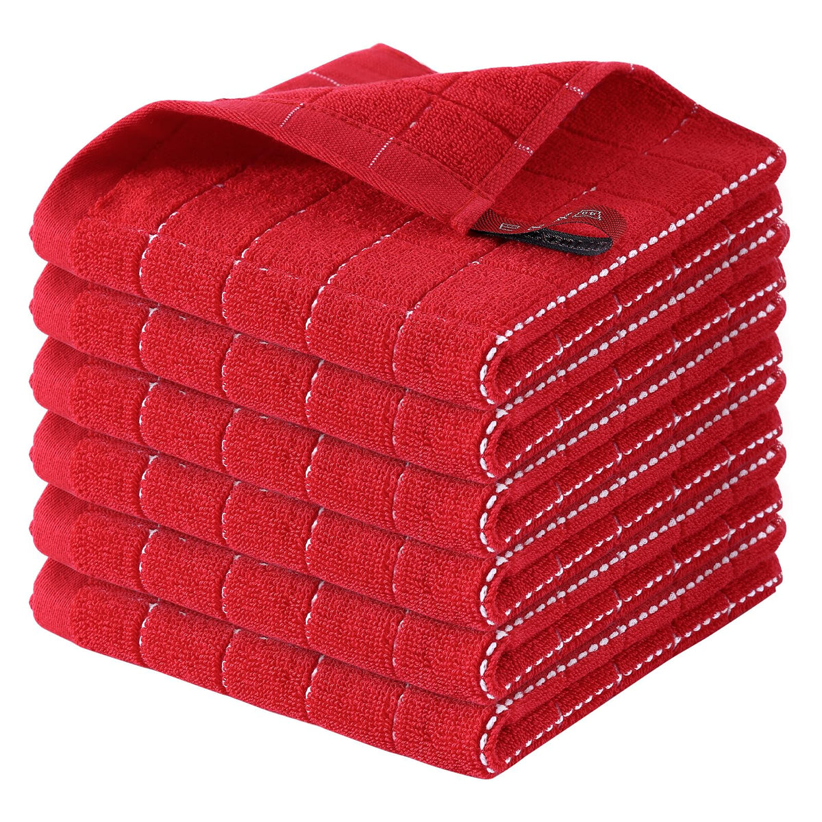 Homaxy 100% Cotton Terry Kitchen Towels, 4 Pack, Black