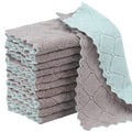 Rachan 22Pack Kitchen Dish Cloths,Reusable Dish Towels,Nonstick Oil Washable Fast Drying,Super Absorbent Coral Velvet Cleaning Cloths for Cleaning Tableware,Kitchen,Bathroom (Green-grey10 x 6")