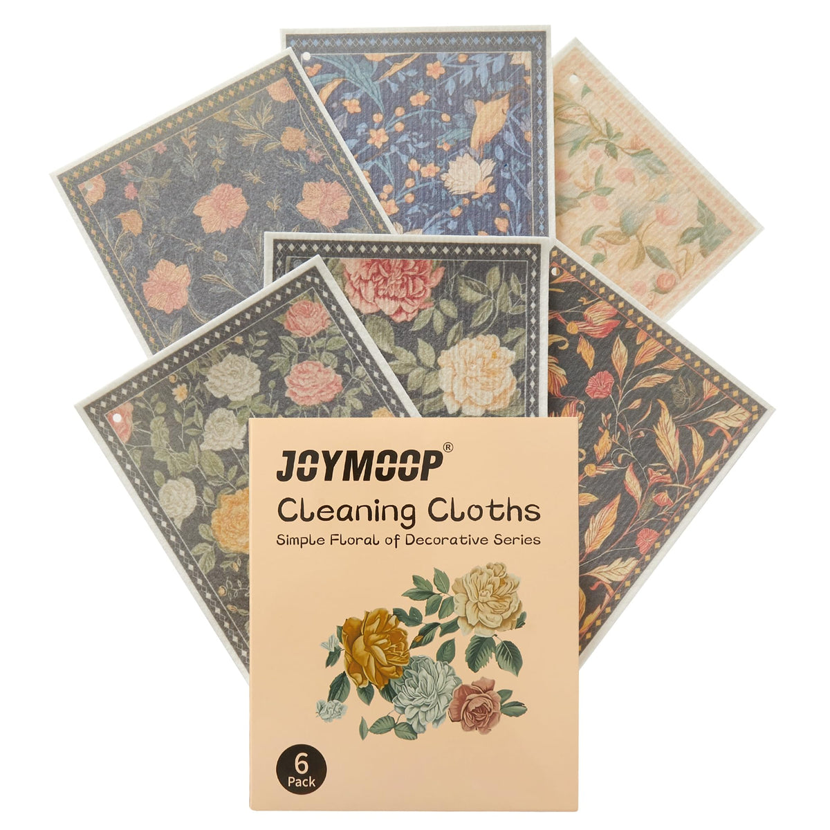 JOYMOOP 12 Pack Decorate Cleaning Cloth (Quiet Luxury of Decorative Series), Reusable Absorbent Dish Towels, Non-Scratch Washable Rags for Cookware, Kitchen and Household Cleaning - 6.7×7.9 inch