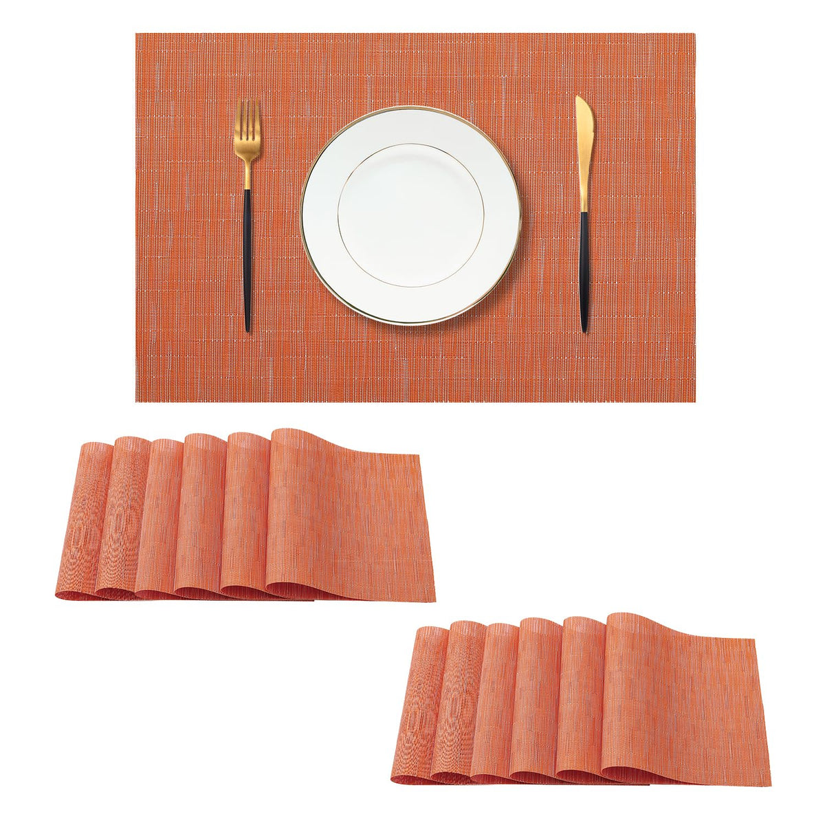 Beige White Placemats Set of 4 - Heat Resistant Non-Slip Place mats for Dining Table, Washable Durable PVC Vinyl Woven Table Mats(Beige White, 4)