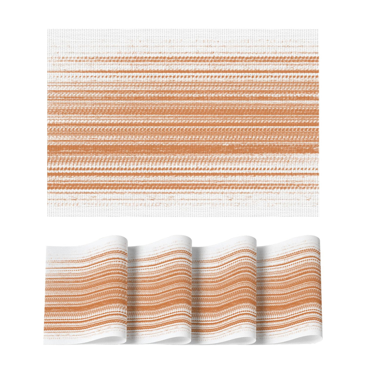 Artoid Mode Navy Blue Gradient Stripes Placemats Set of 4, Washable Heat Resistant Non-Slip Woven Plastic PVC Place Mats for Farmhouse Party Kitchen Dining Decor