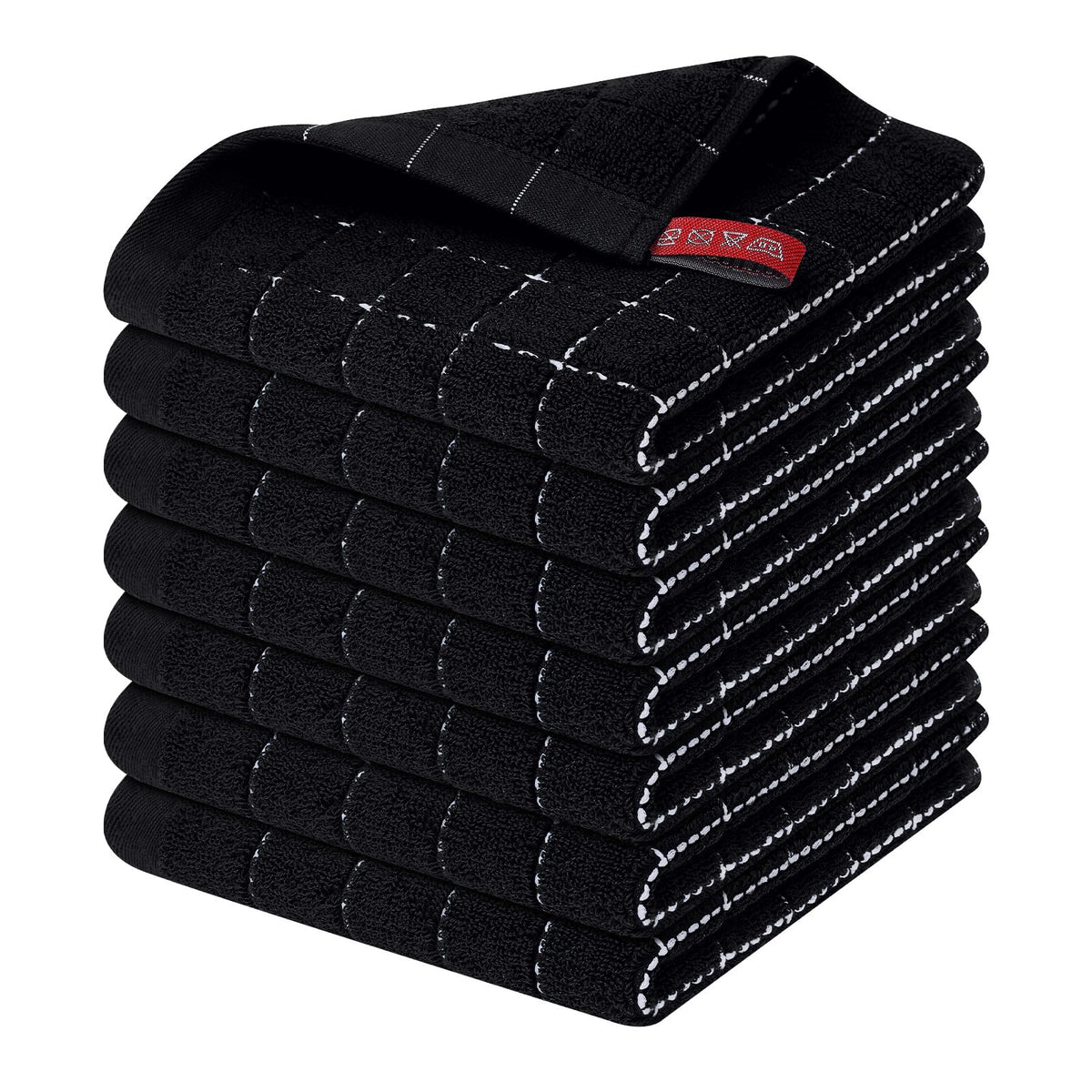 Homaxy 100% Cotton Terry Kitchen Towels, 2 Pack, Black
