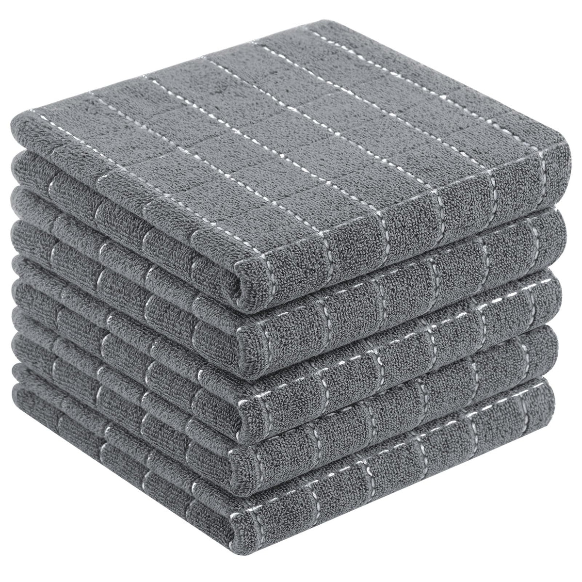 Homaxy 100% Cotton Terry Kitchen Towels, 2 Pack, Black