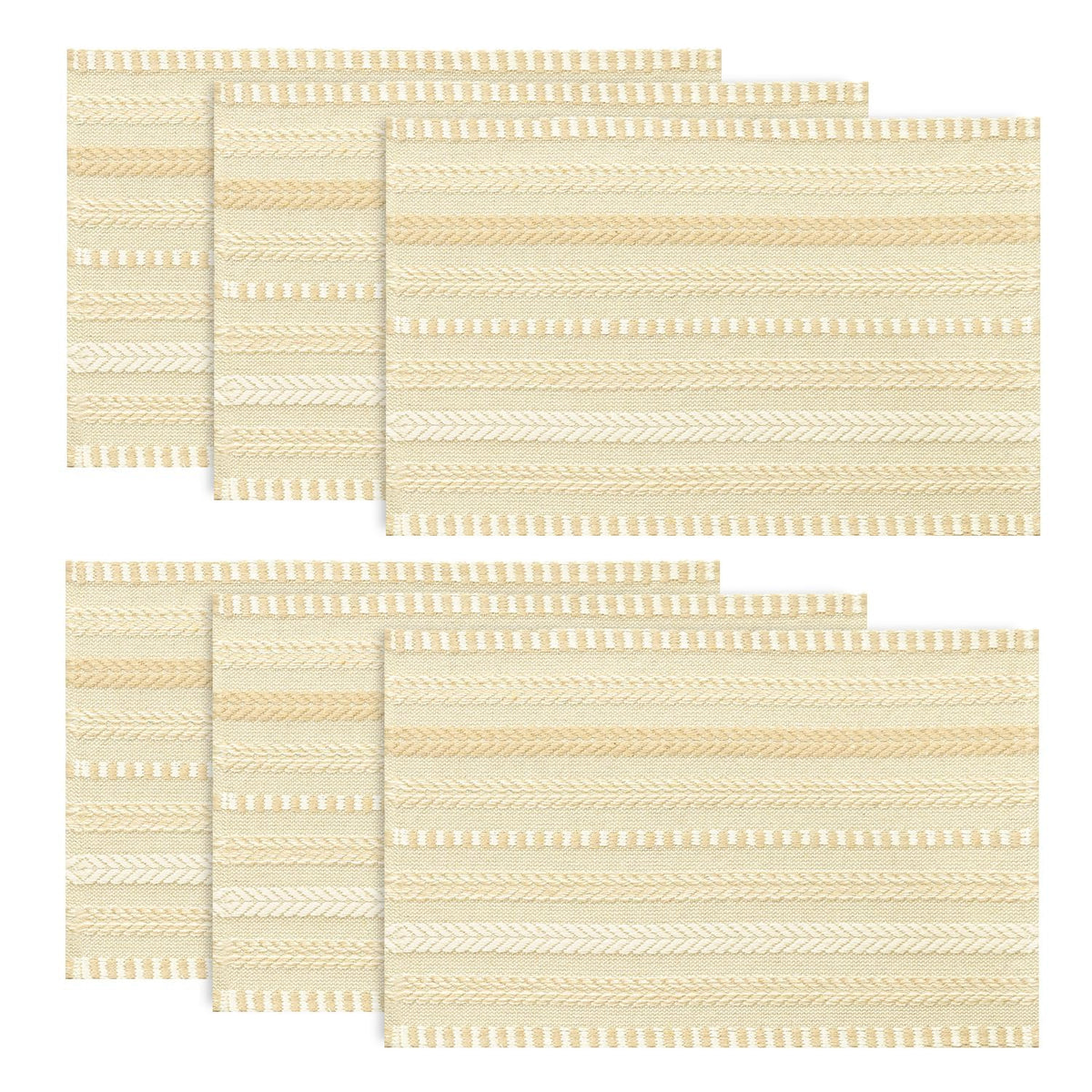 Artoid Mode Caramel Woven Braided Stripe Placemats Set of 4-12x18 Inch