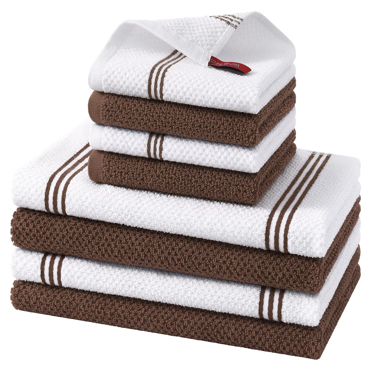 Homaxy Dual Design Kitchen Towels and Dishcloths Set, 8 Pack, Dark Grey