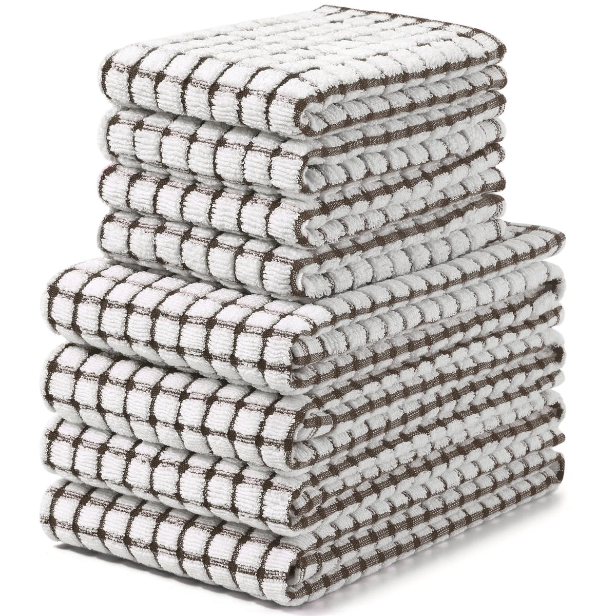 Homaxy Cotton Terry Kitchen Towels and Dishcloths Set of 8, Mixed Color