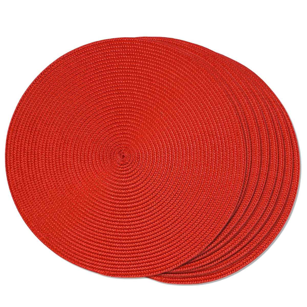 FunWheat Round Braided Placemats Set of 6 Table Mats for Dining Tables Woven Washable Non-Slip Place mats 15 in(Blue, 6pcs)