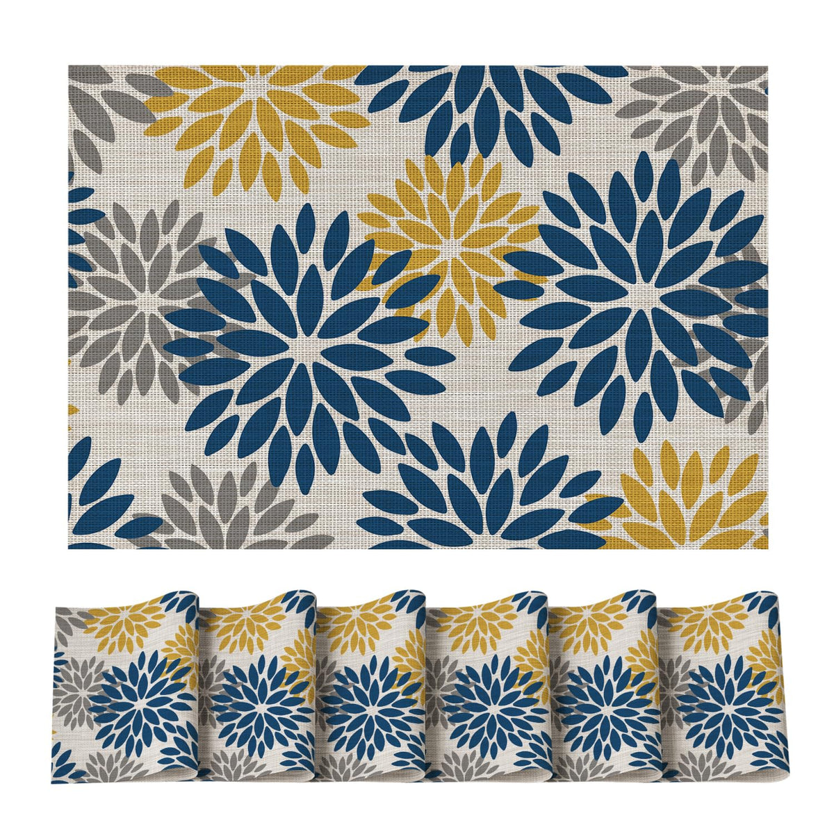 Artoid Mode Floral Vinyl Placemats Set of 4, 12x18 Inch Washable Non-Slip Plastic Vinyl Place Mats for Party Kitchen Dining Decor, Brown