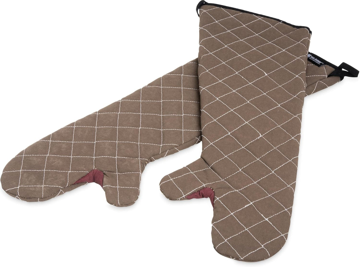 San Jamar 800FG24 BestGuard Commercial Heat Protection Up to 450° F Oven Mitts (Pair), 24" Length, Tan, 1 Count (Pack of 1)