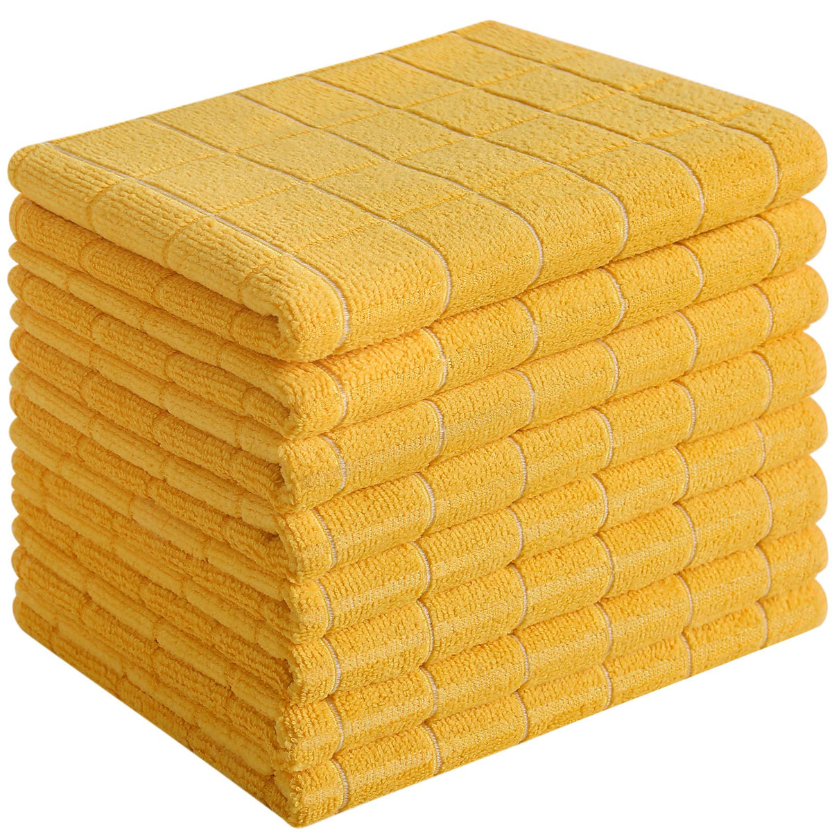 Microfiber Dish Towels - Soft, Super Absorbent and Lint Free Kitchen Towels - 8 Pack (Lattice Designed Gray Colors) - 26 x 18 Inch