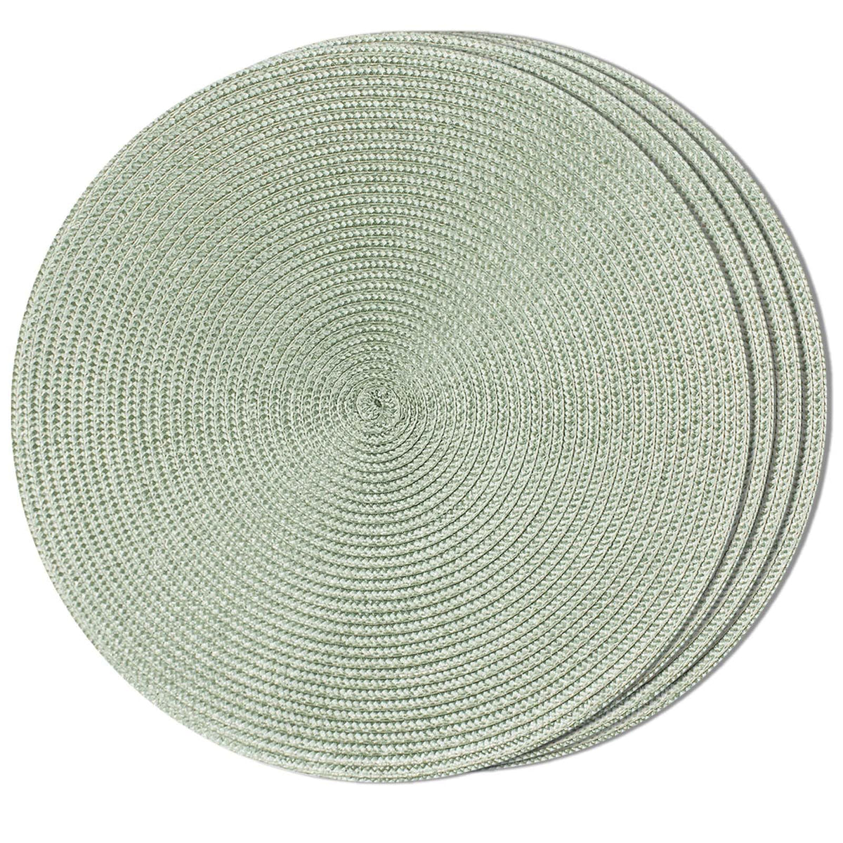 FunWheat Round Braided Placemats Set of 6 Table Mats for Dining Tables Woven Washable Non-Slip Place mats 15 in(Blue, 6pcs)