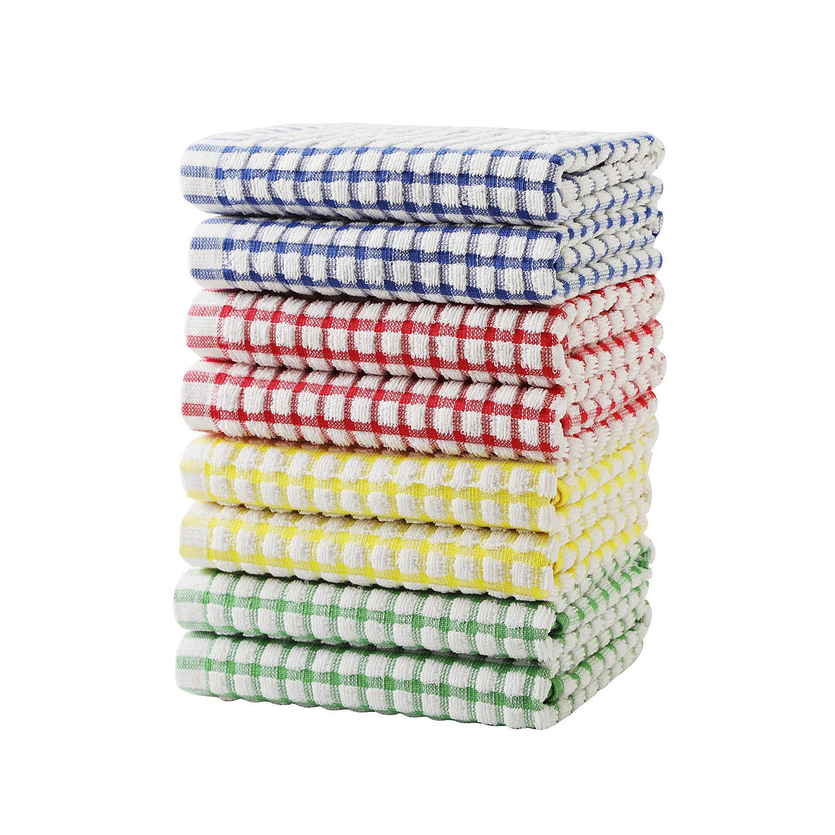 Oeleky Cotton Kitchen Towels 8 Pack, 15x26 Checkered Dish Towels