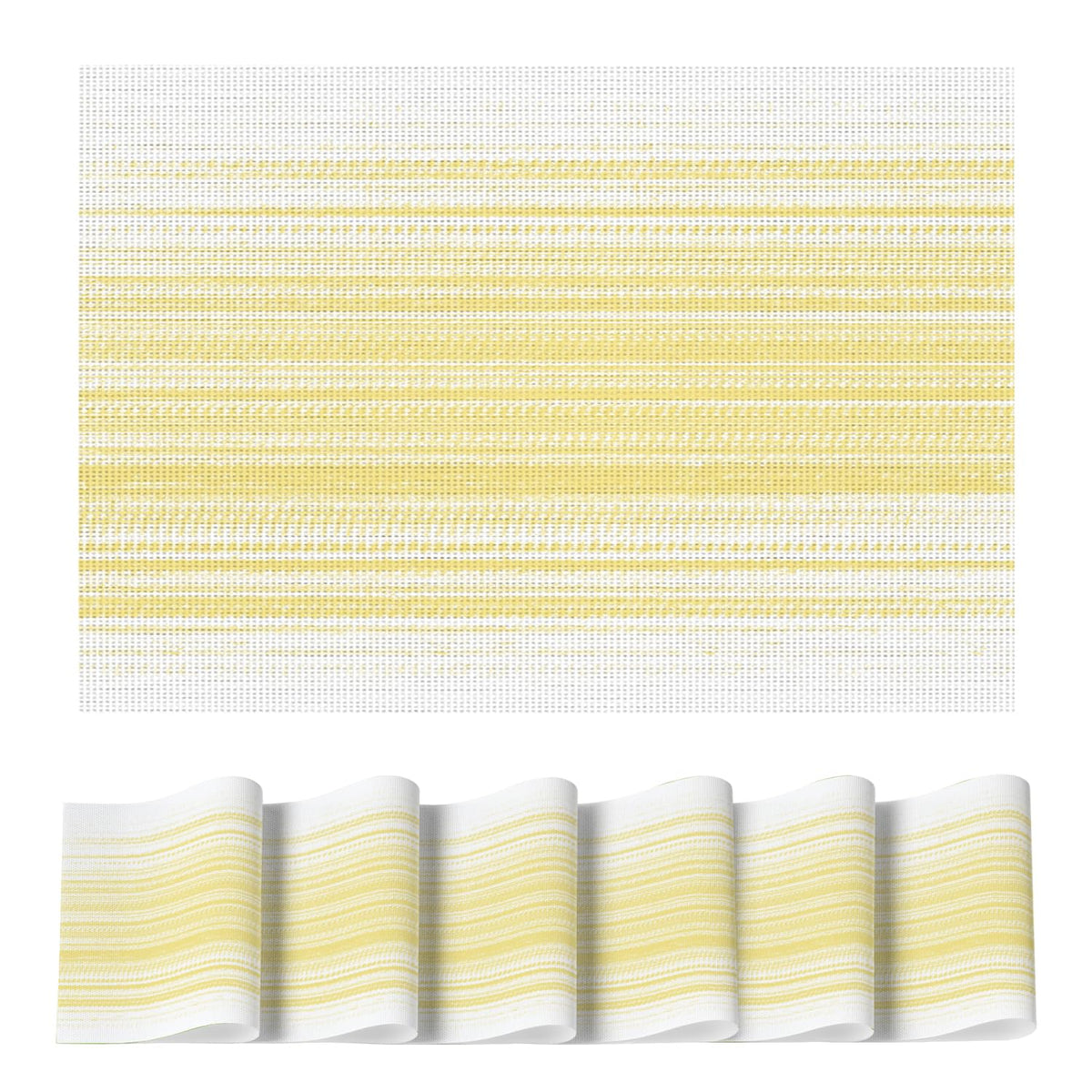 Artoid Mode Navy Blue Gradient Stripes Placemats Set of 4, Washable Heat Resistant Non-Slip Woven Plastic PVC Place Mats for Farmhouse Party Kitchen Dining Decor