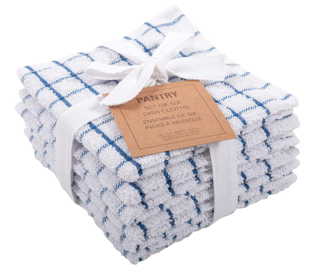 KAF Home Pantry 100% Cotton Checkered Grid Dish Cloths | Set of 6, 12 x 12 Inches | Absorbent and Machine Washable | Perfect for Cleaning Counters, and Any Household Spills - Gray